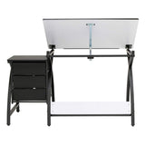 Offex 2 Pc Venus Craft Table with Angle Adjustable Top & Stool - Black