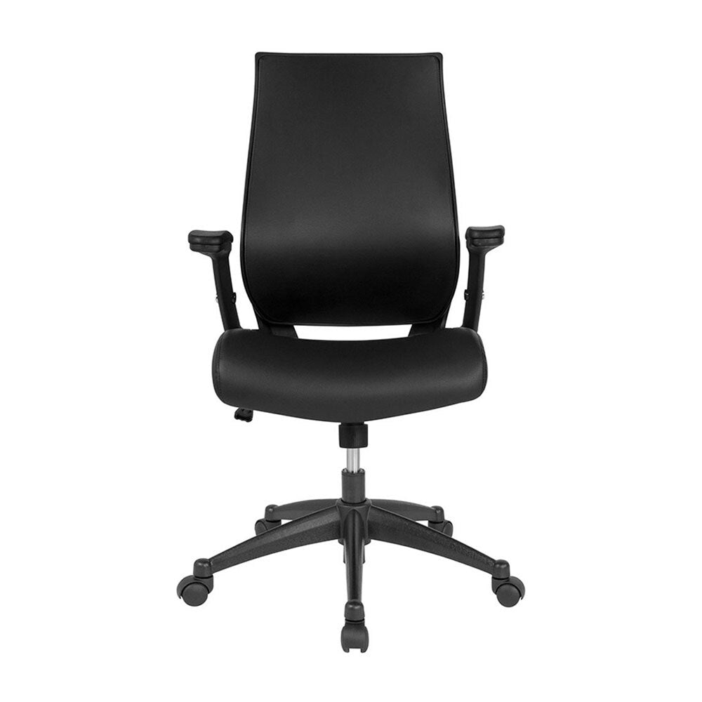 Offex High Back Black Leather Executive Swivel Chair with Molded Foam Seat and Adjustable Arms