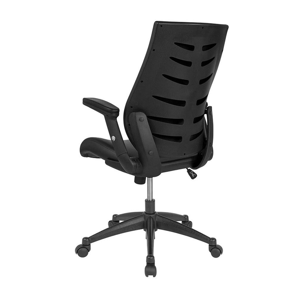 Offex High Back Black Leather Executive Swivel Chair with Molded Foam Seat and Adjustable Arms