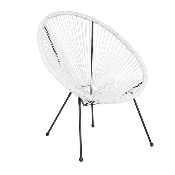 Offex Valencia Oval Comfort Series Take Ten White Rattan Bungee Lounge Chair