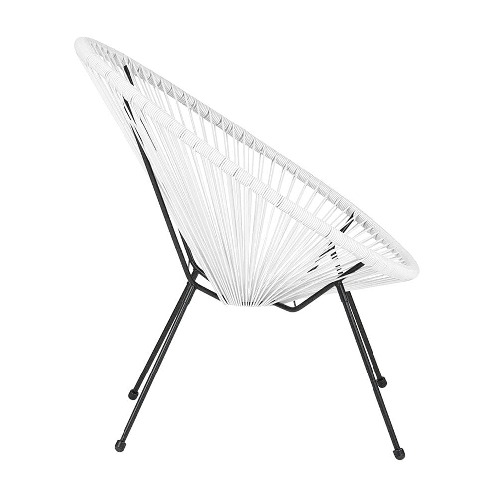 Offex Valencia Oval Comfort Series Take Ten White Rattan Bungee Lounge Chair