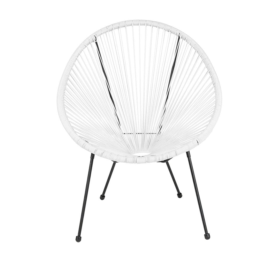 Offex Valencia Oval Comfort Series Take Ten White Rattan Bungee Lounge Chair