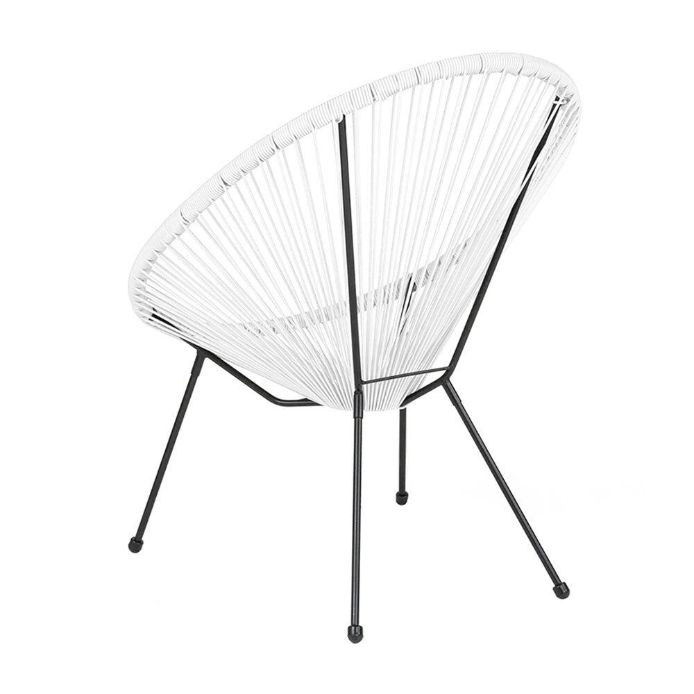 Offex Valencia Oval Comfort Series Take Ten White Rattan Bungee Lounge Chair