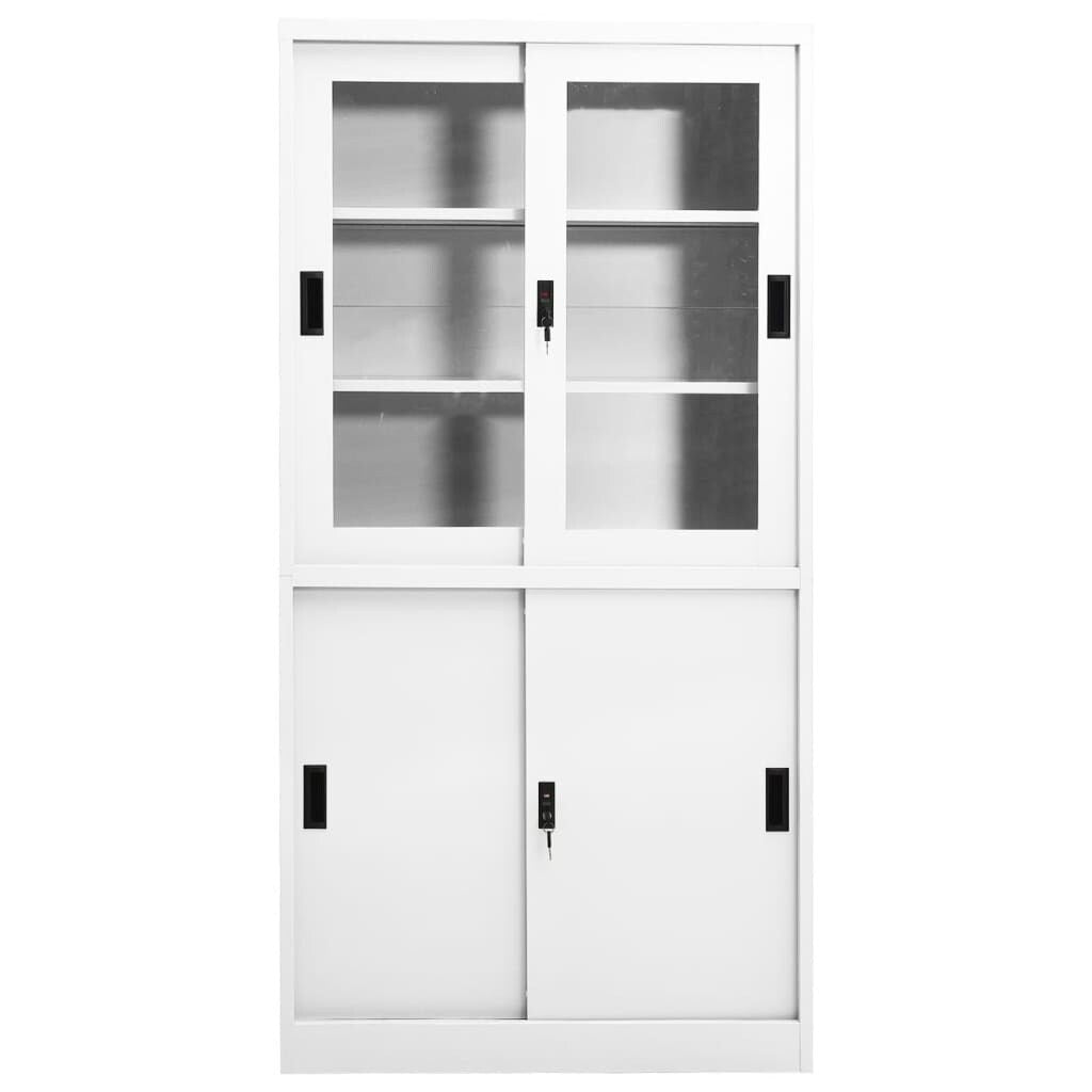 Office Cabinet with Sliding Door White 35.4"x15.7"x70.9" Steel