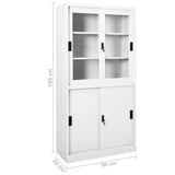 Office Cabinet with Sliding Door White 35.4"x15.7"x70.9" Steel