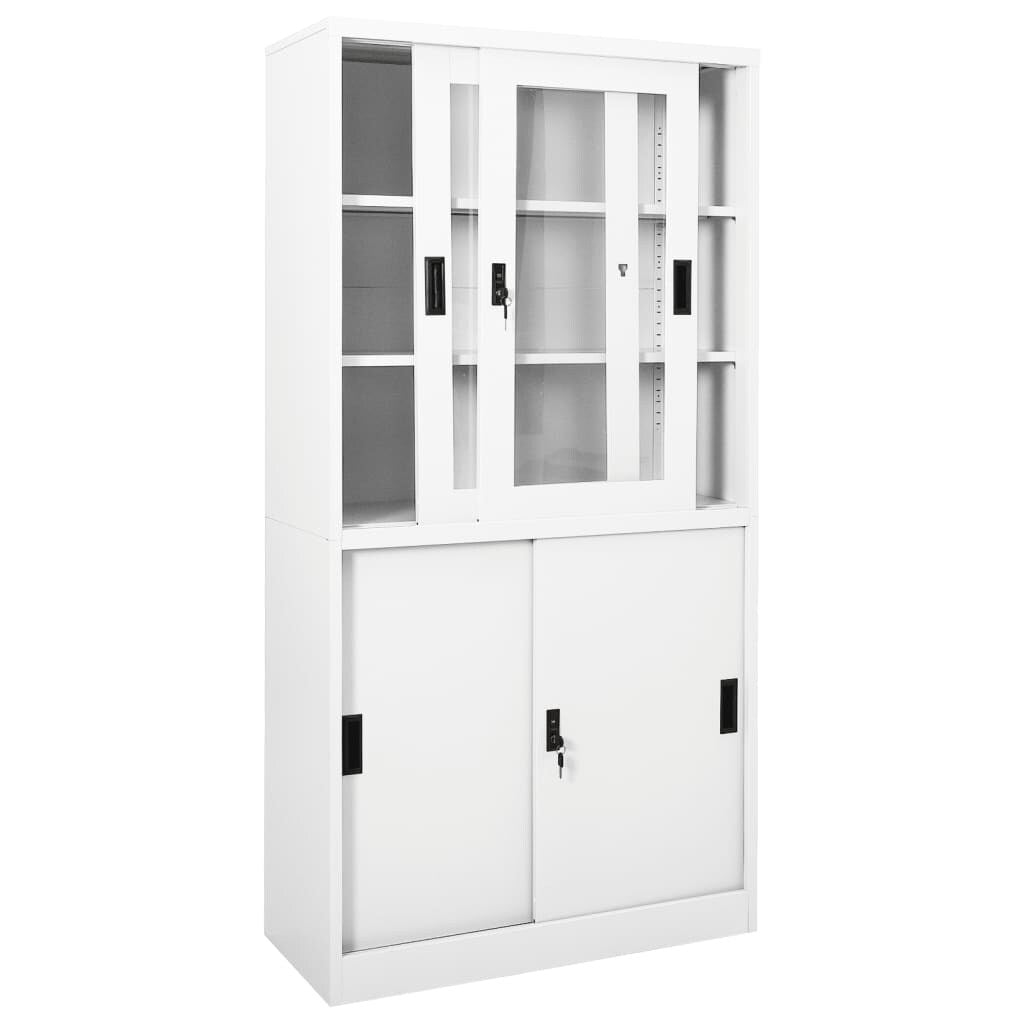 Office Cabinet with Sliding Door White 35.4"x15.7"x70.9" Steel