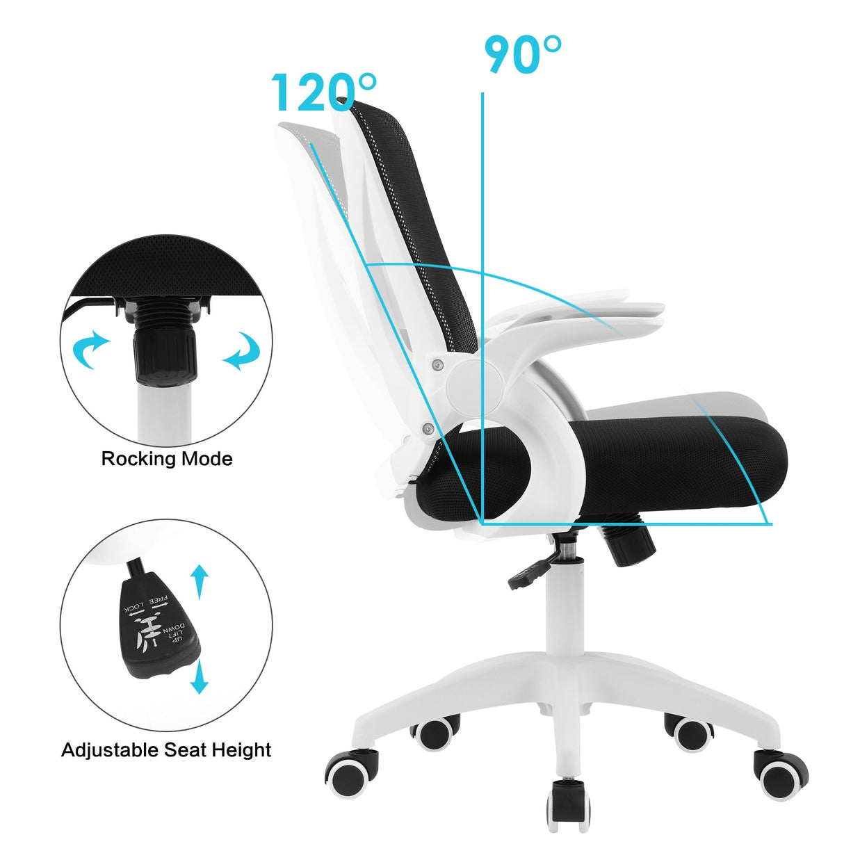 Office Chair Mid Back Ergonomic Adjustable Mesh Computer Desk Chair Executive Swivel Chair
