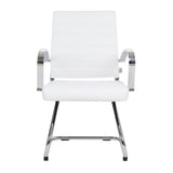Leather Office Chair with Stainless Steel Sled Base Benmar Series by LeisureMod