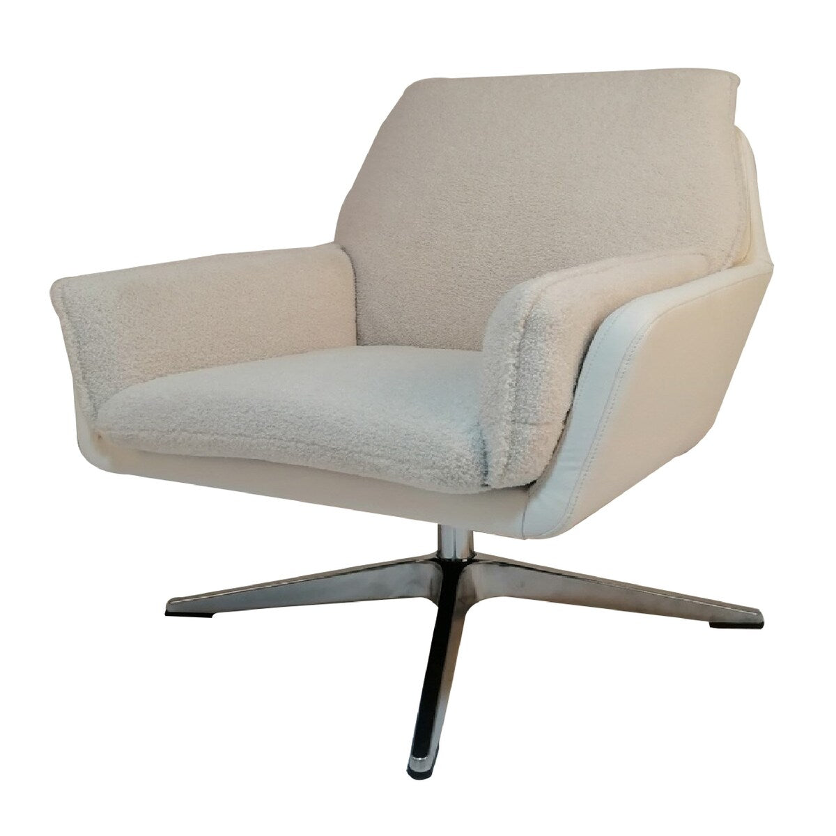 Office Chair with Padded Swivel Seating, Off White