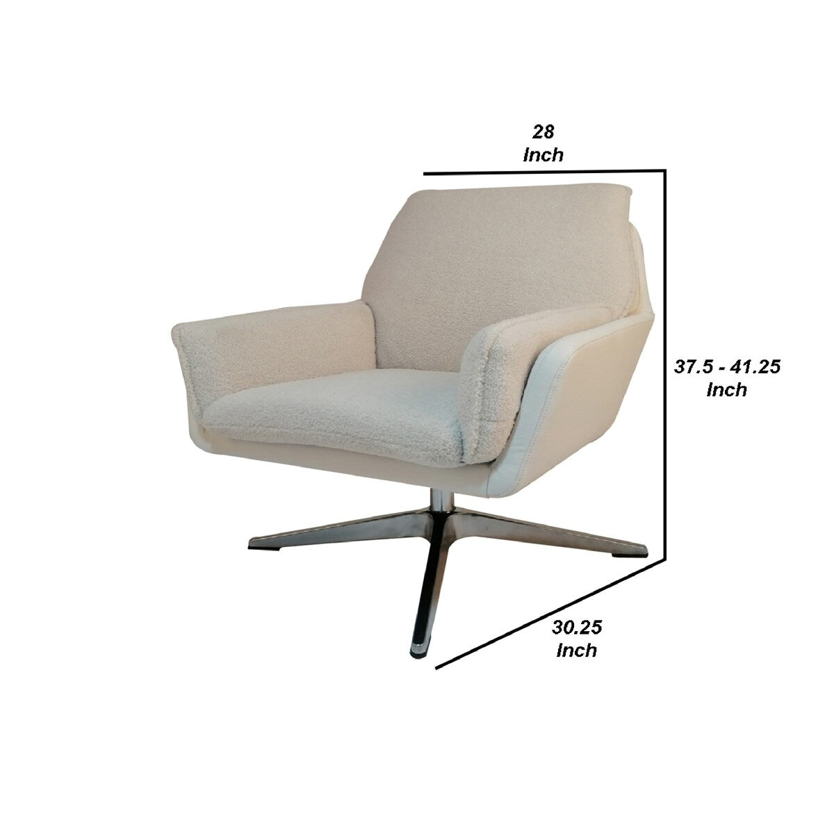 Office Chair with Padded Swivel Seating, Off White