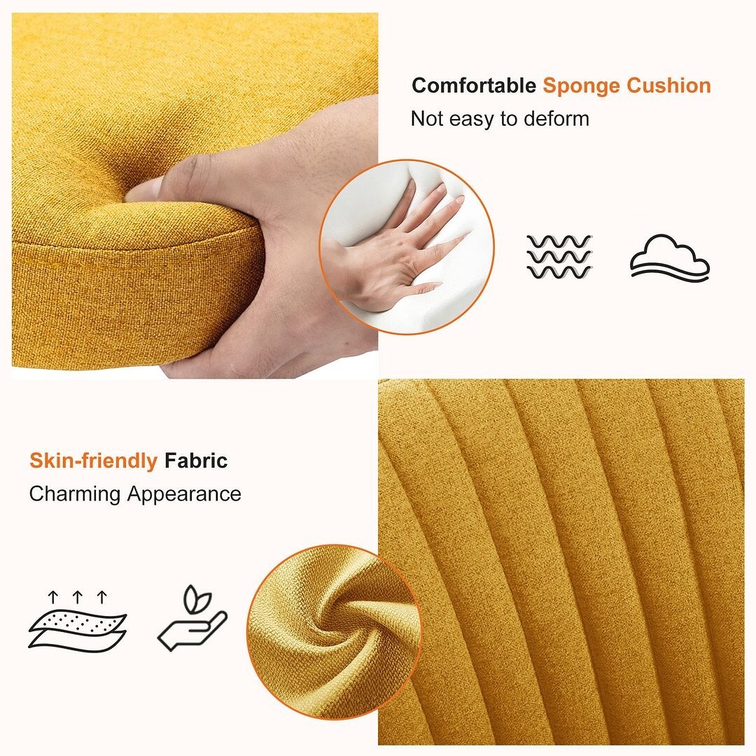 Office Chair with Wheels, Adjustable Height Fabric Upholstered Computer Desk Chair Swivel