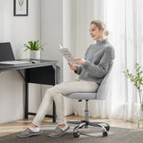 Office Chair with Wheels, Adjustable Height Fabric Upholstered Computer Desk Chair Swivel