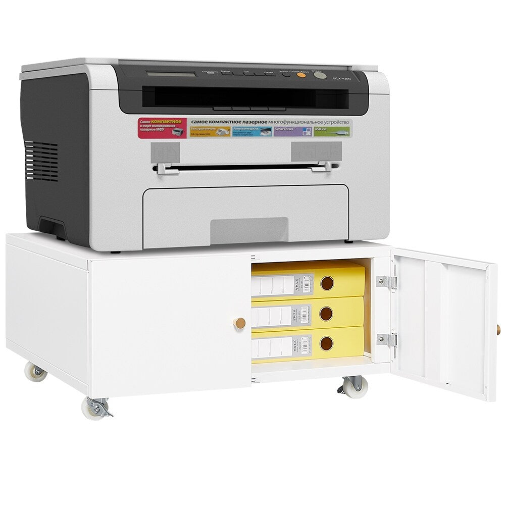 Office Copier File Cabinet, Mobile Lateral Filing Cabinet with 2 Door, Rolling File Cabinet, Printer Stand