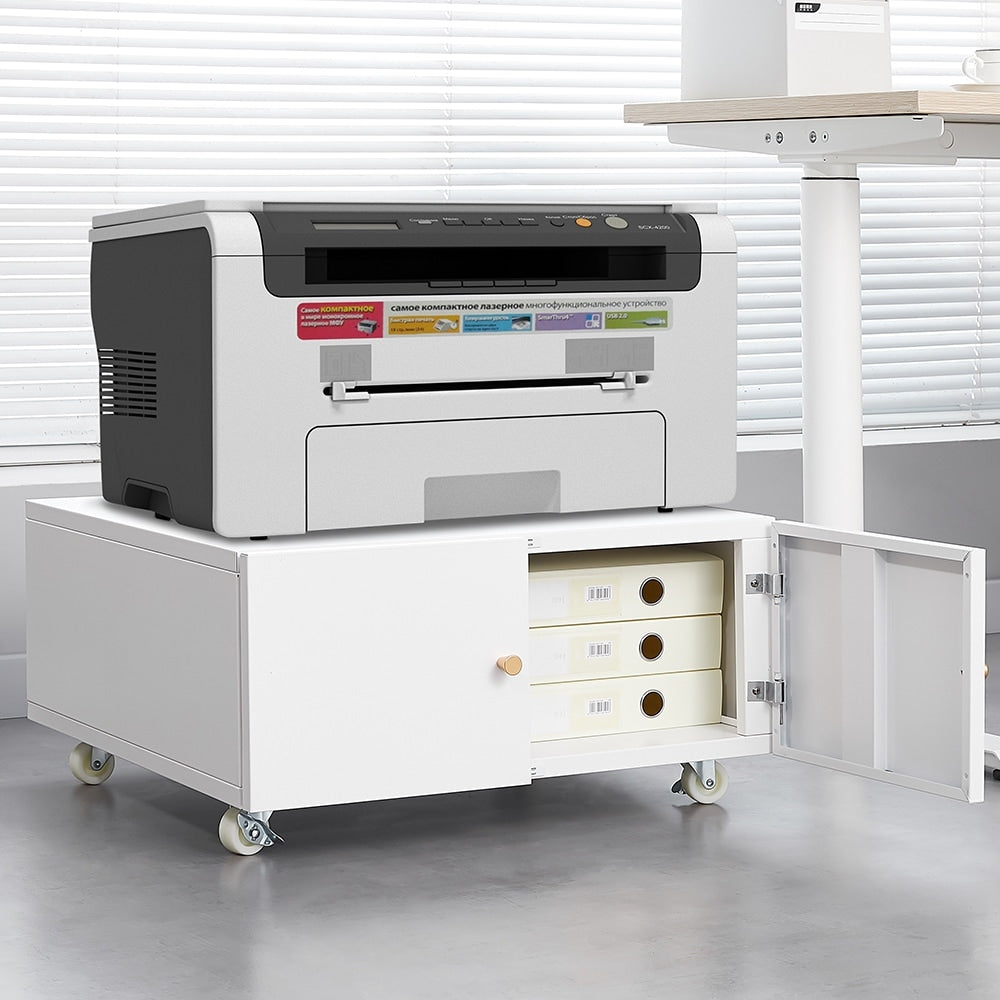 Office Copier File Cabinet, Mobile Lateral Filing Cabinet with 2 Door, Rolling File Cabinet, Printer Stand