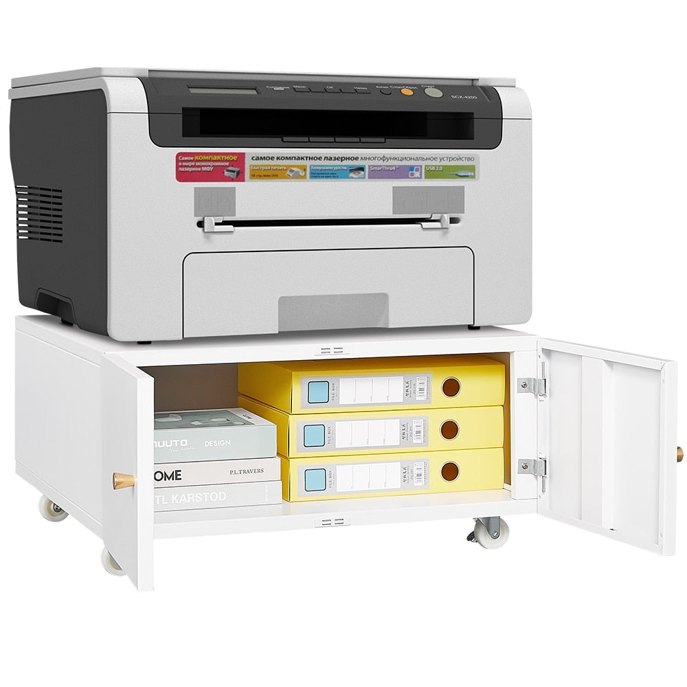 Office Copier File Cabinet, Mobile Lateral Filing Cabinet with 2 Door, Rolling File Cabinet, Printer Stand
