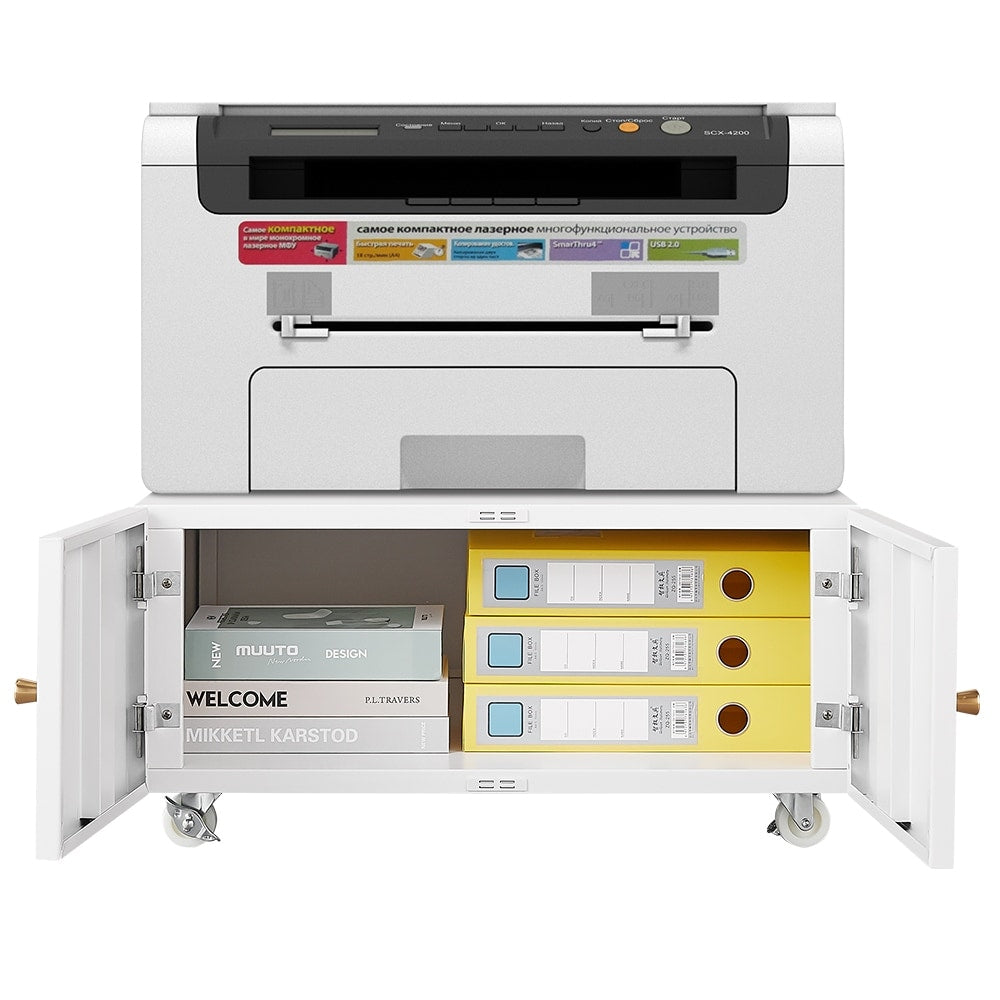 Office Copier File Cabinet, Mobile Lateral Filing Cabinet with 2 Door, Rolling File Cabinet, Printer Stand