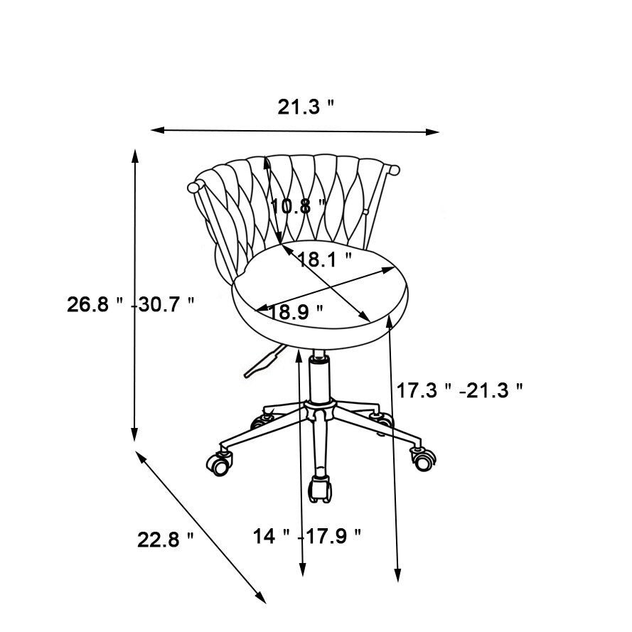 Office Desk Chair, Upholstered Home Office Desk Chairs with Adjustable Swivel Wheels, Ergonomic Office Chair