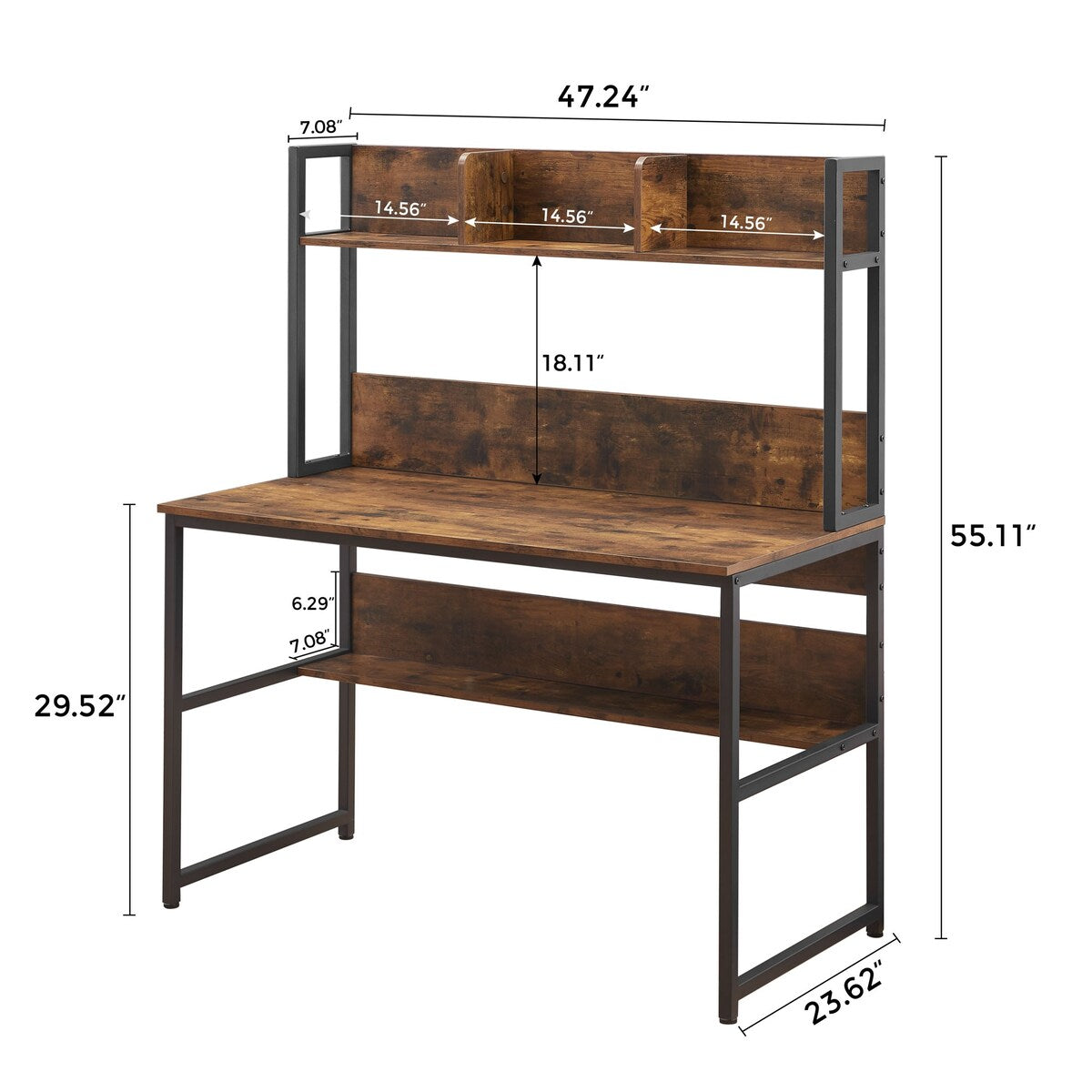 Minimore Office Desk with Shelves & Hutch