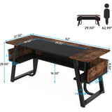 Office Executive Desk with Storage Shelf, Business Workstation, Writing Desk for the boss room