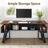 Office Executive Desk with Storage Shelf, Business Workstation, Writing Desk for the boss room