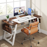 Office Executive Desk with Storage Shelf, Business Workstation, Writing Desk for the boss room