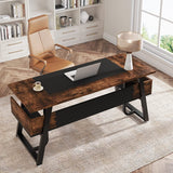 Office Executive Desk with Storage Shelf, Business Workstation, Writing Desk for the boss room