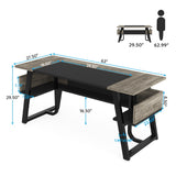 Office Executive Desk with Storage Shelf, Business Workstation, Writing Desk for the boss room