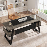 Office Executive Desk with Storage Shelf, Business Workstation, Writing Desk for the boss room
