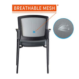 Office Reception Guest Chair Mesh Back Stacking with Ergonomic Lumbar Support and Thickened Seat Cushion