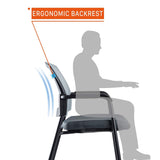 Office Reception Guest Chair Mesh Back Stacking with Ergonomic Lumbar Support and Thickened Seat Cushion