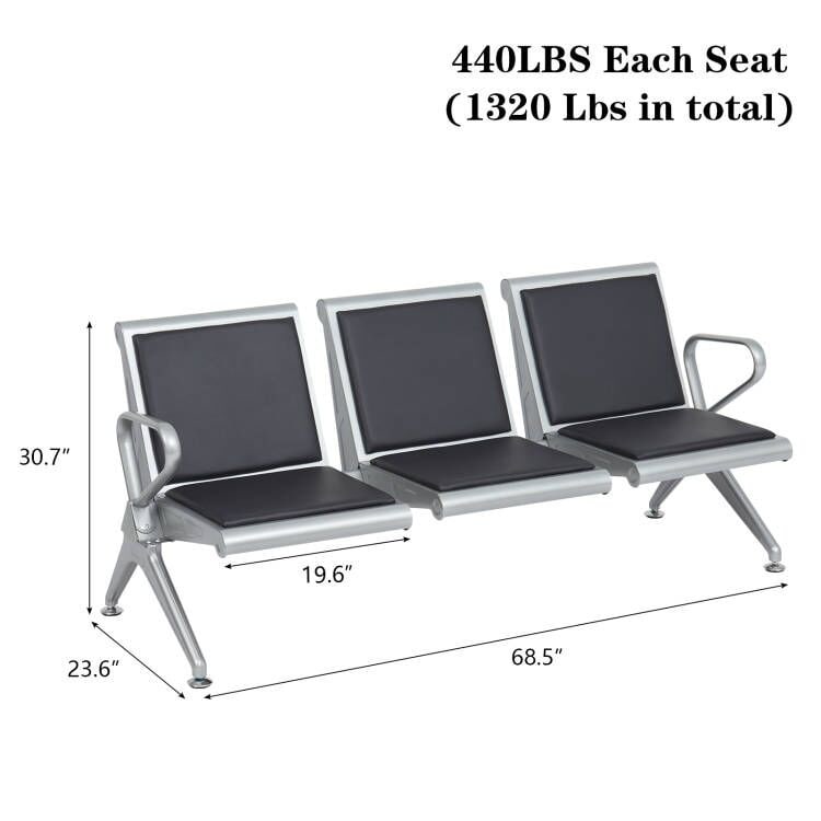 PU Leather Office Waiting Room Chairs - Reception Guest Bench