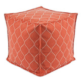 Oh Gee Orange and Cream Cotton 12.5-inch Square Ottoman