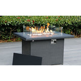 Ohana 10 Piece Black Wicker Patio Sectional Set with Fire Table