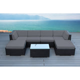 Ohana Black Wicker Outdoor 7-piece Conversation Set - No Assembly
