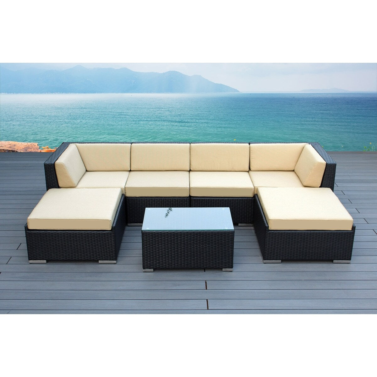 Ohana Black Wicker Outdoor 7-piece Conversation Set - No Assembly