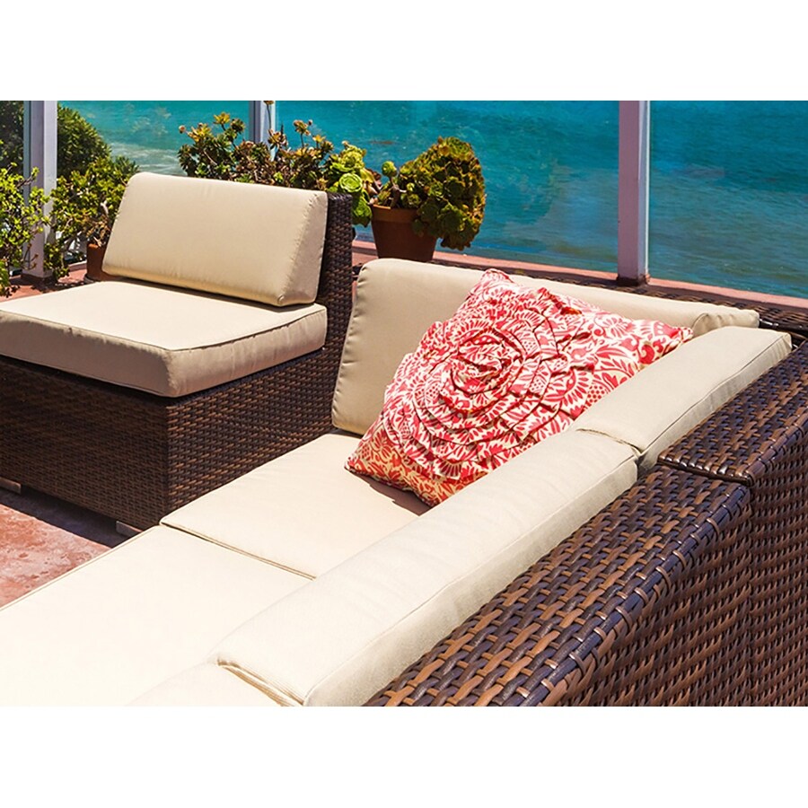 Ohana Outdoor Patio 9-piece Mixed Brown Cushioned Wicker Sofa Set - No Assembly