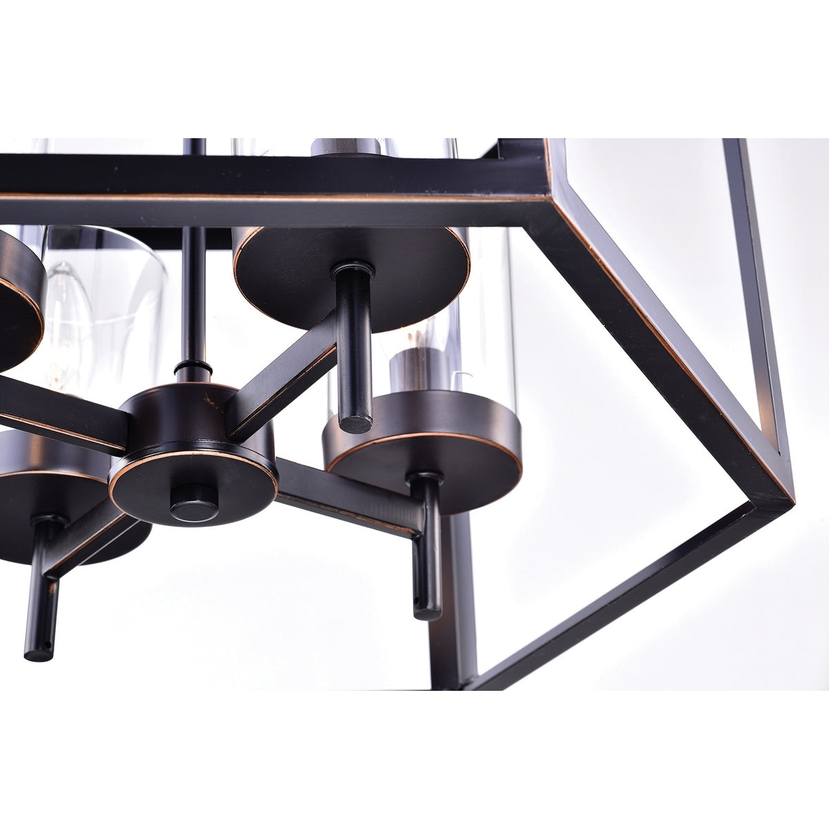 Oil Rubbed Bronze 4-Light Hexagon Lantern Cage Chandelier