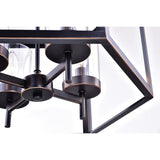 Oil Rubbed Bronze 4-Light Hexagon Lantern Cage Chandelier