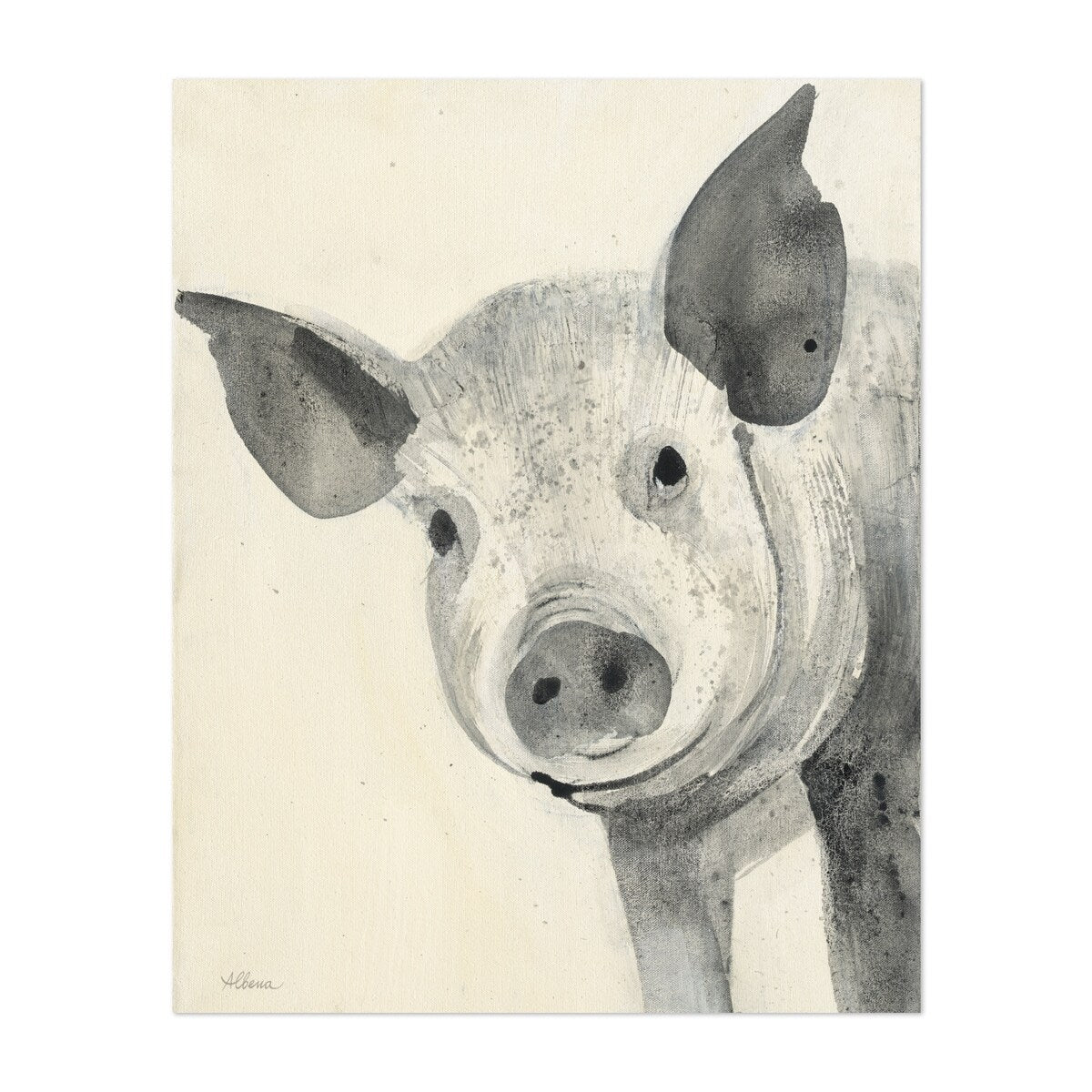 Oink Painting Animals Pig Rural Rustic Watercolor Art Print/Poster