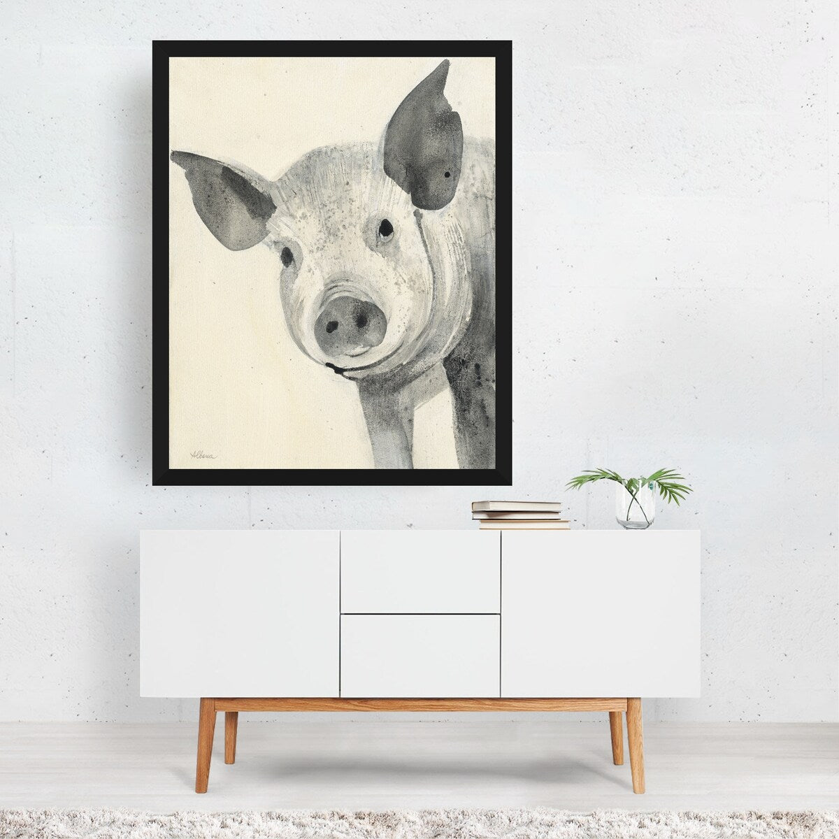 Oink Painting Animals Pig Rural Rustic Watercolor Art Print/Poster
