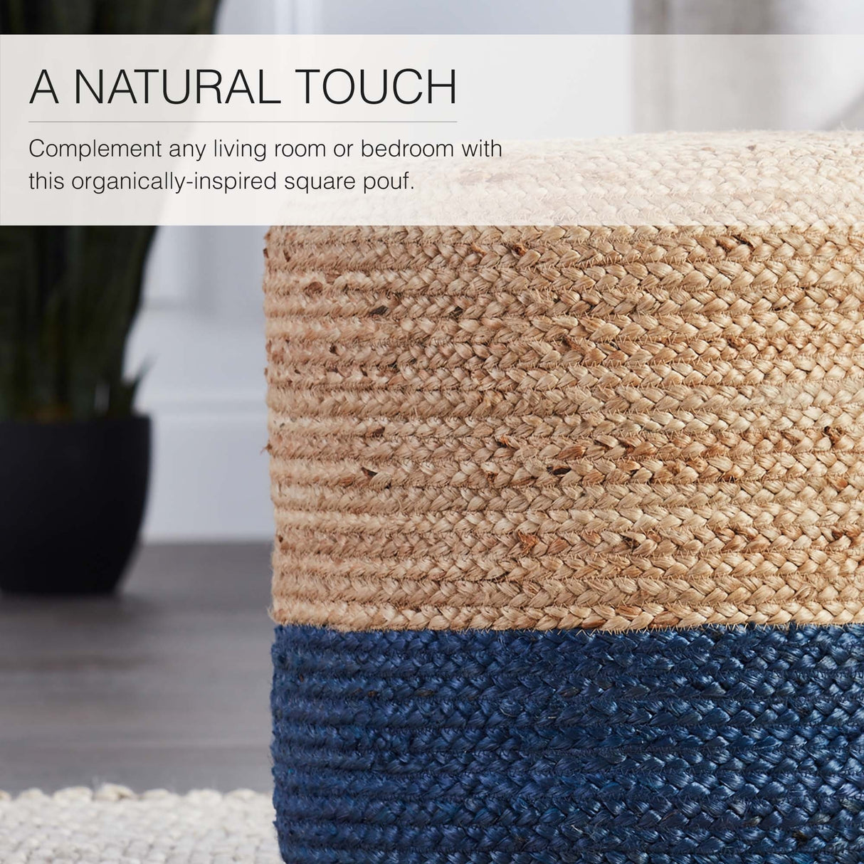 Juniper Home Saba Round Ombre Jute Pouf Ottoman/Foot Stool