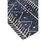 Oliena Modern Mid-Century Tribal Rug, Denim Blue, Accent Rug