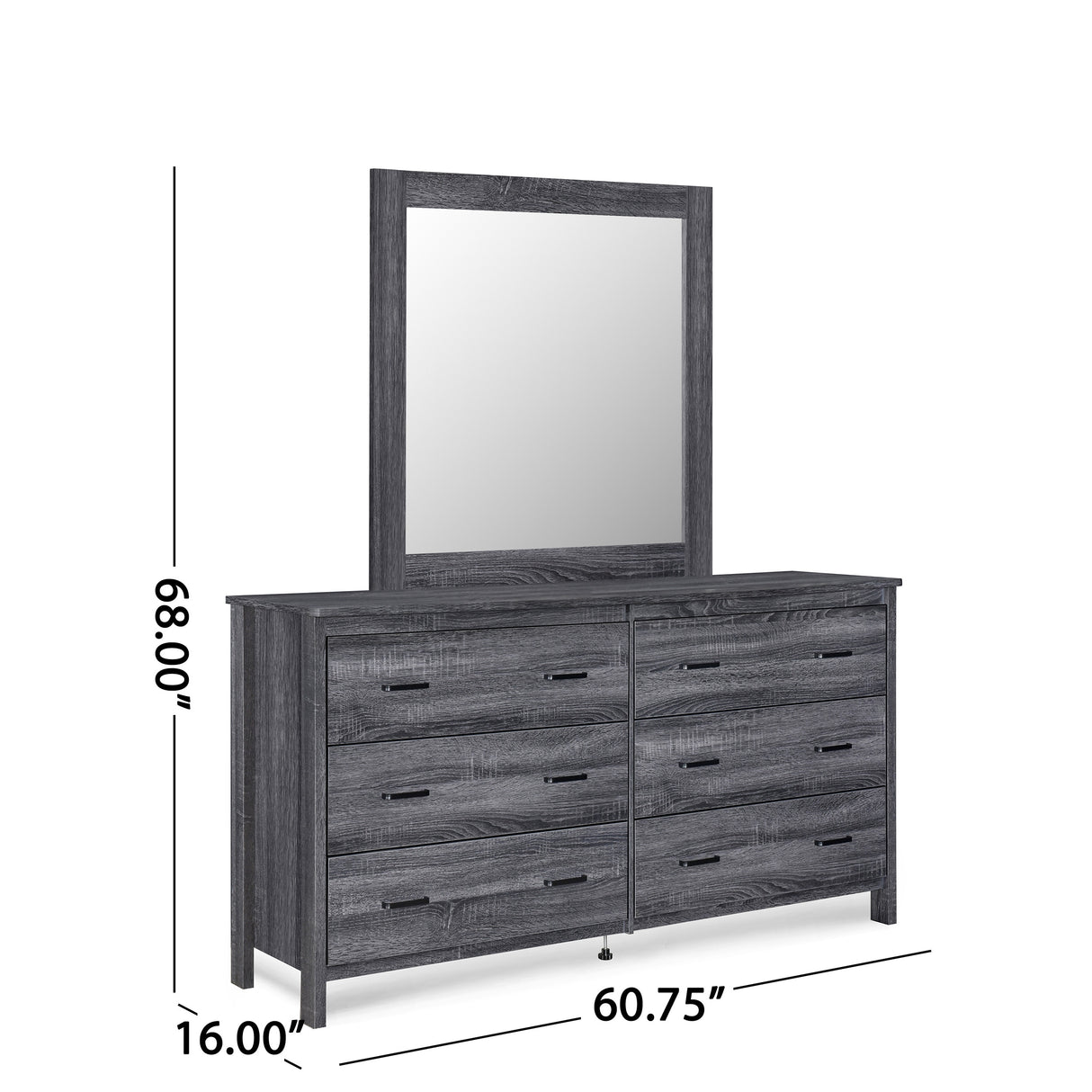 Olimont 6 Drawer Vanity Dresser with Square Mirror by Christopher Knight Home