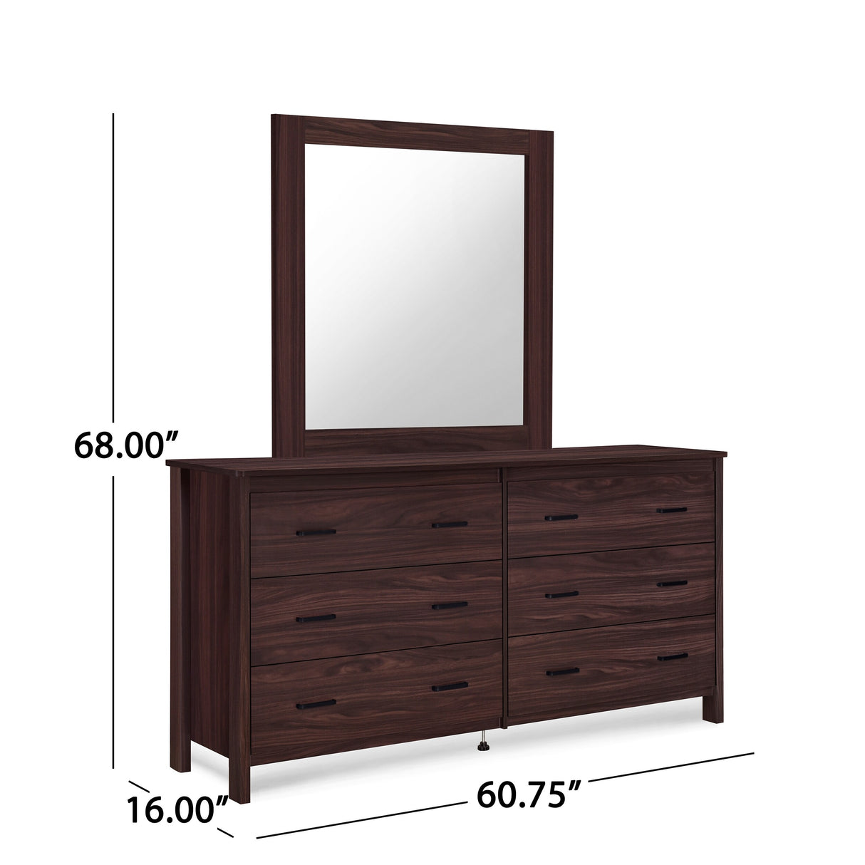 Olimont 6 Drawer Vanity Dresser with Square Mirror by Christopher Knight Home