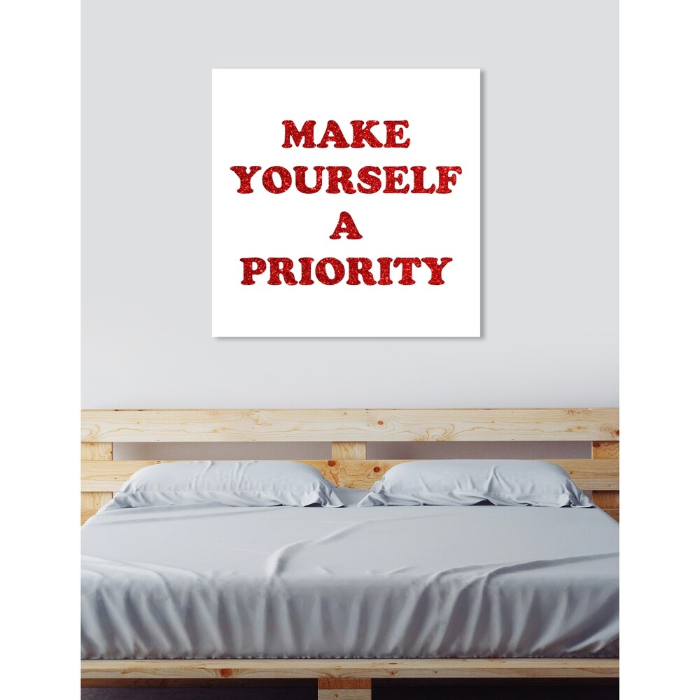 Oliver Gal 'A Priority Red Glitter' Typography and Quotes Wall Art Canvas Print - Red, White