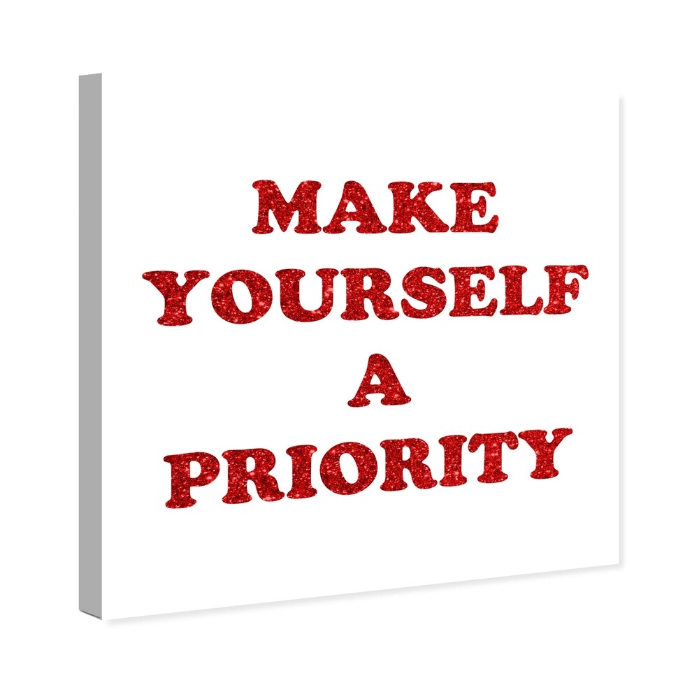 Oliver Gal 'A Priority Red Glitter' Typography and Quotes Wall Art Canvas Print - Red, White