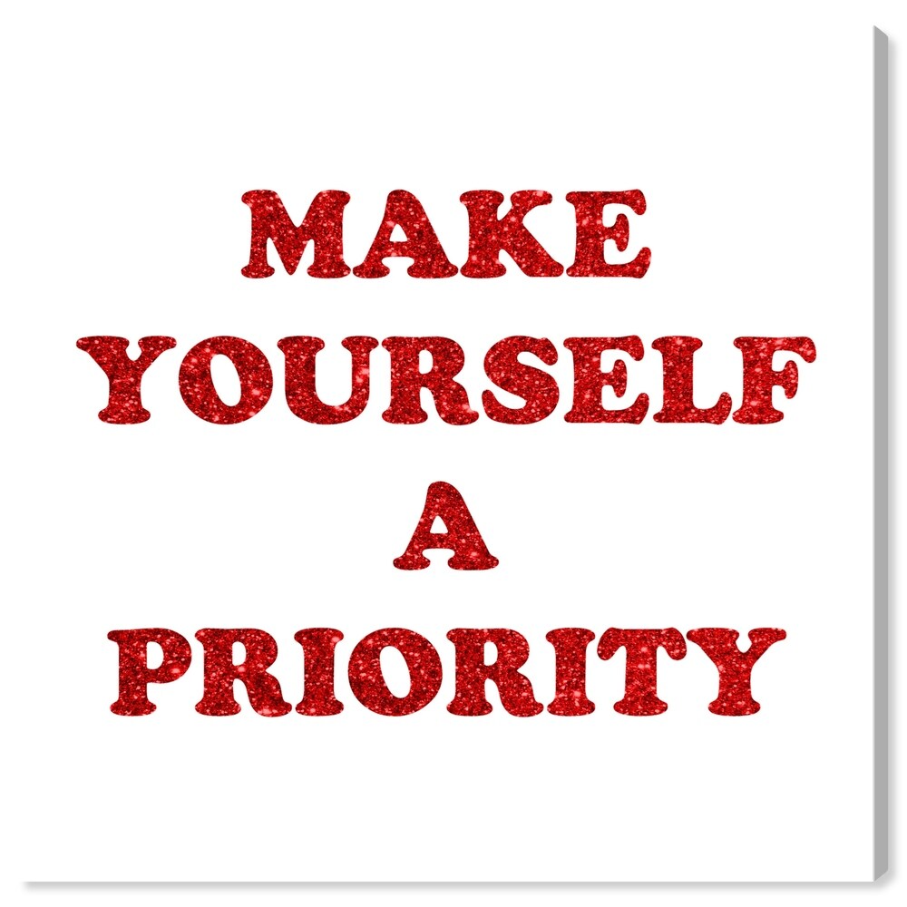 Oliver Gal 'A Priority Red Glitter' Typography and Quotes Wall Art Canvas Print - Red, White