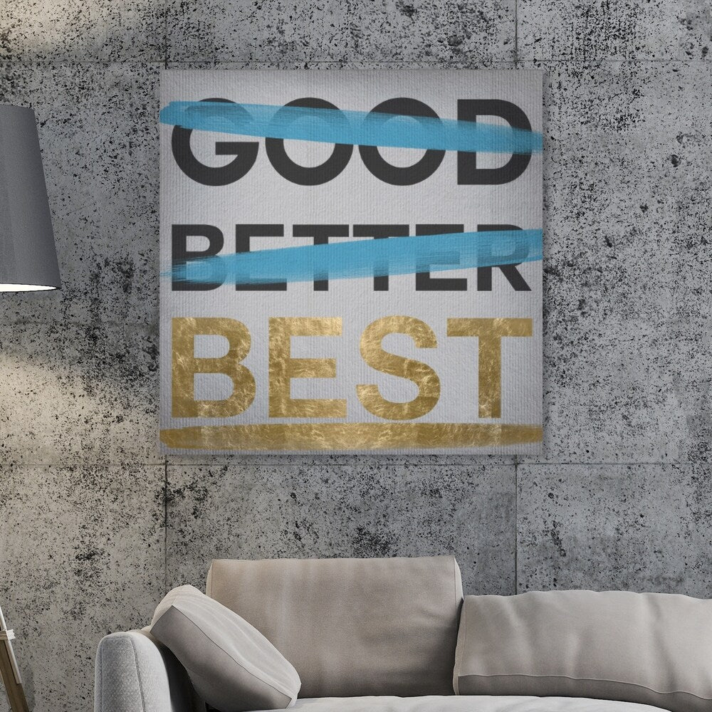 Oliver Gal 'Always Try Again' Typography and Quotes Wall Art Canvas Print - Gold, Black