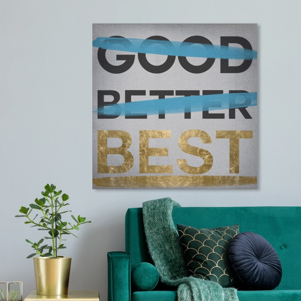 Oliver Gal 'Always Try Again' Typography and Quotes Wall Art Canvas Print - Gold, Black