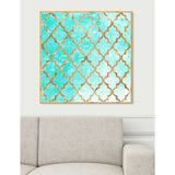 Oliver Gal 'Arabesque Turquoise and Gold' Abstract Framed Wall Art Print